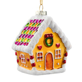 Mini Christmas Gingerbread House Glass Ornament