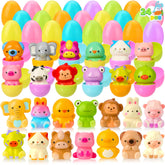24 Pack Easter Prefilled Eggs with Animal Squishy Toys