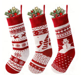 3 Pack 18" White Classic Knit Christmas Stockings