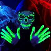 Halloween LED Skull Mask & Light-Up Gloves (Green)