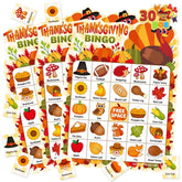 30 PCS Thanksgiving Bingo Cards for Kids and Family Activities