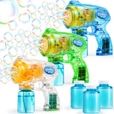 Bubble Gun Set - 3 Colors, 5 Built-in Wands