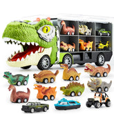 13-in-1 Dinosaur Transport Carrier Truck with Mini Car Set