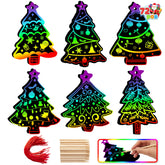 72-Piece Christmas Scratch Art Ornaments Set