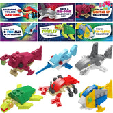 24 Pack Valentine's Day Cards with Sea Animal Building Blocks for Gifts and Party Favors