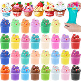 30-Piece Valentine's Day Multicolored Butter Slime Set with Rubber Slices & Dessert Cards