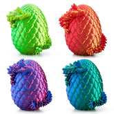 4 Pack 3D Printed Dragon Eggs with Laser Dragon - Articulated Fidget Toys for Kids