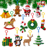12 Pcs Christmas Diamond Art Ornaments Kit, 5D DIY Craft with Keychains for Kids