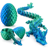 3D Printed Dragon Egg with 12" Laser Blue-Green Dragon Inside