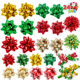 24 Pack Christmas Gift Bows for Wrapping