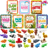 28-Piece Set of 3D Printed Mini Animals with Valentine Greeting Cards for Kids