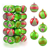 30-Piece Red and Green Christmas Ball Ornament Set, 2.36 Inches