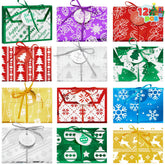 12 Pack Christmas Foil Gift Card Boxes with Ribbon