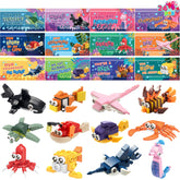 24 Pack Valentine's Day Cards with Ocean Animal Building Blocks for Party Gifts