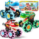 3-Pack Monster Truck Toys - Motion-Activated Light-Up Cars for Toddlers