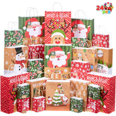 24-Pack Christmas White Kraft Gift Bags