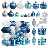 66-Piece Christmas Ball Ornament Set in Light Blue