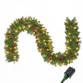 9-Foot Artificial Christmas Garland with Pine Cones and Red Berries