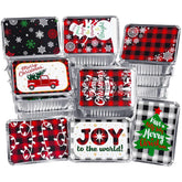 24-Pack Rectangular Christmas Foil Containers with Lids