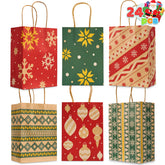 24-Pack Christmas Kraft Paper Gift Bags for Holiday Treats