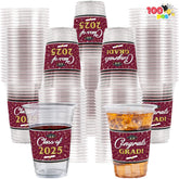 100 Pack 16oz Graduation Party Cups - Maroon
