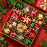 82-Piece Assorted Christmas Ornament Ball Set, 3.15-Inch Red Gold Green Deluxe