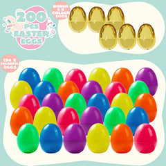 200Pcs Colorful & Golden Easter Egg Shells, 2.3in
