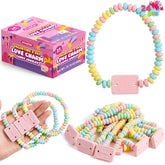 24 Valentine's Day Bracelet Candy, Individually Wrapped Color Snacks for Kids