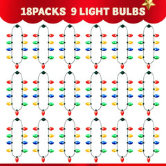 24-Pack Christmas LED Light-Up Bulb Necklaces (9 LEDs Each) - Costume Accessories