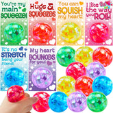 24-Pack Valentine's Day Stretchy Balls with Cards, Classroom Exchange Gift for Kids
