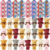 24 Kids Valentine's Cards with Mini Bear Plush Keychains in Boxes - Classroom Exchange Gifts