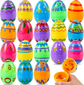 24 Pack 3.15 Inch Printed Empty Easter Eggs for Hunt & Party