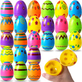 24 Pack 3.15 Inch Colorful Plastic Easter Egg Shells, Fillable Empty Eggs Bulk for Easter Egg Hunt