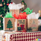 24-Pack Christmas Gift Bags, 6 Designs, Kraft Foil, 7x9x3.5 Inches