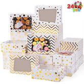 24 Pcs Gold Foil Christmas Cookie Boxes with Windows, 9" x 6.2" x 3"