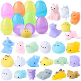 24-Pack Easter Glitter Transparent Prefilled Eggs with Mochi for Egg Hunt