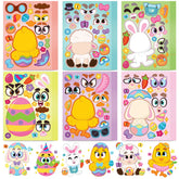 24Pcs Easter Make a Face Stickers with Chick, Bunny, Sheep, and Egg Patterns