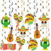 24-Pack Mexican Fiesta Hanging Swirl Decorations for Taco Bar Party