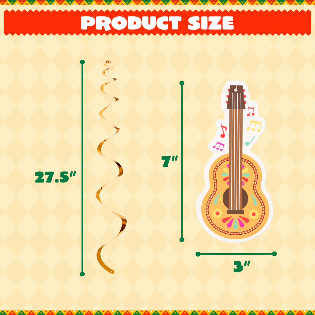 24-Pack Mexican Fiesta Hanging Swirl Decorations for Taco Bar Party