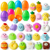 24-Pack Mochi Squishy Toys in Prefilled Easter Eggs, Squeeze Toy Fillers for Easter Egg Hunt