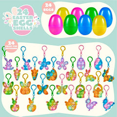 24-Pack Plush Bubble Keychain Easter Eggs