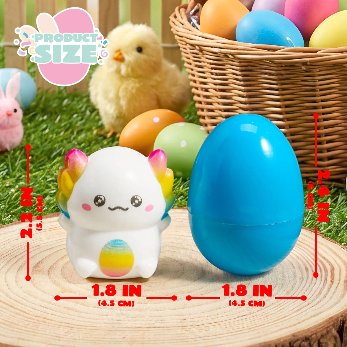 24 Prefilled Easter Eggs with Axolotl Squishy Toys for Egg Hunts, Party Favors & Basket Stuffers