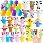 24 Prefilled Easter Eggs with Finger Puppets for Kids Party & Hunt