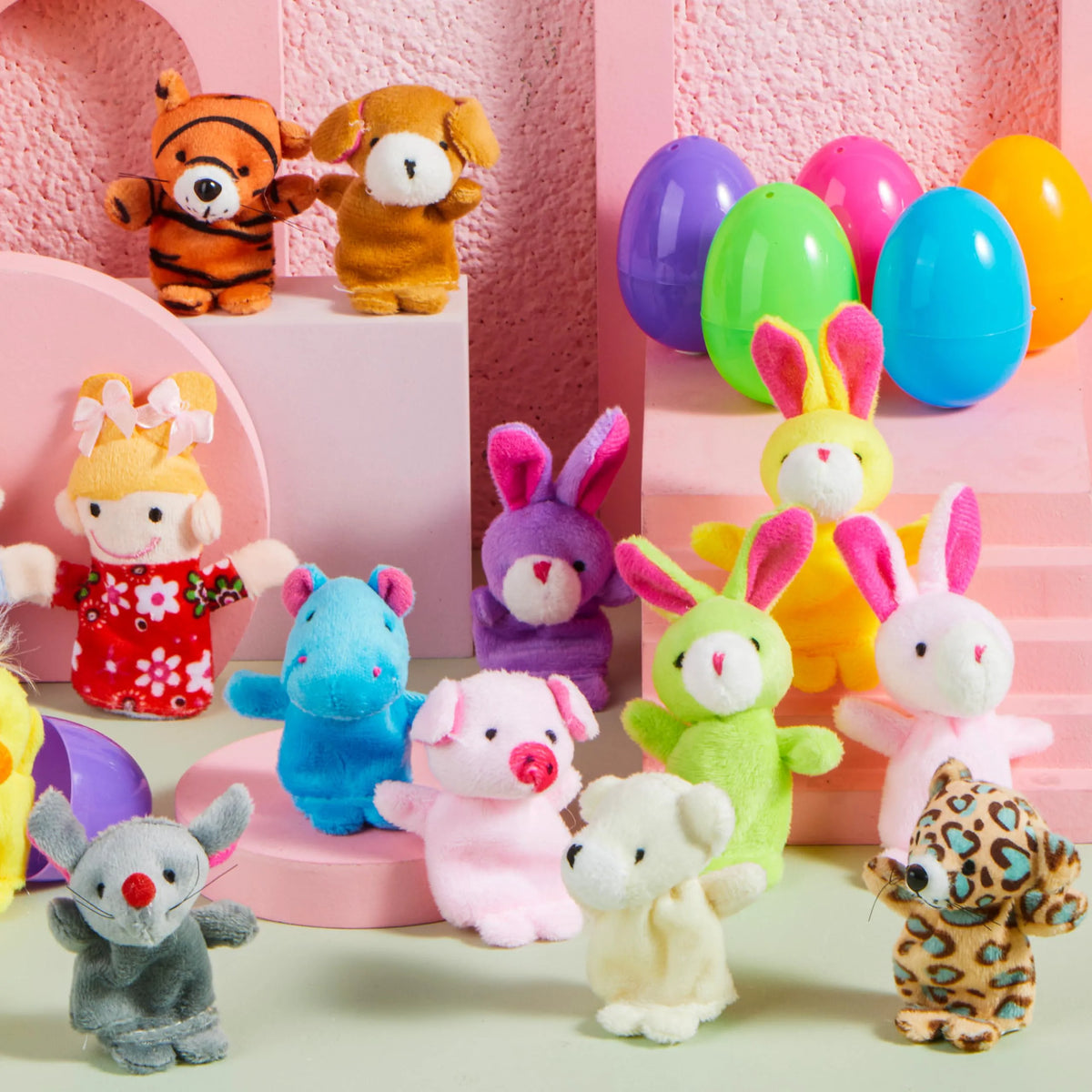 24 Prefilled Easter Eggs with Finger Puppets for Kids Party & Hunt