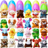 24 Prefilled Easter Eggs with Mini Plush Animal Toys for Kids