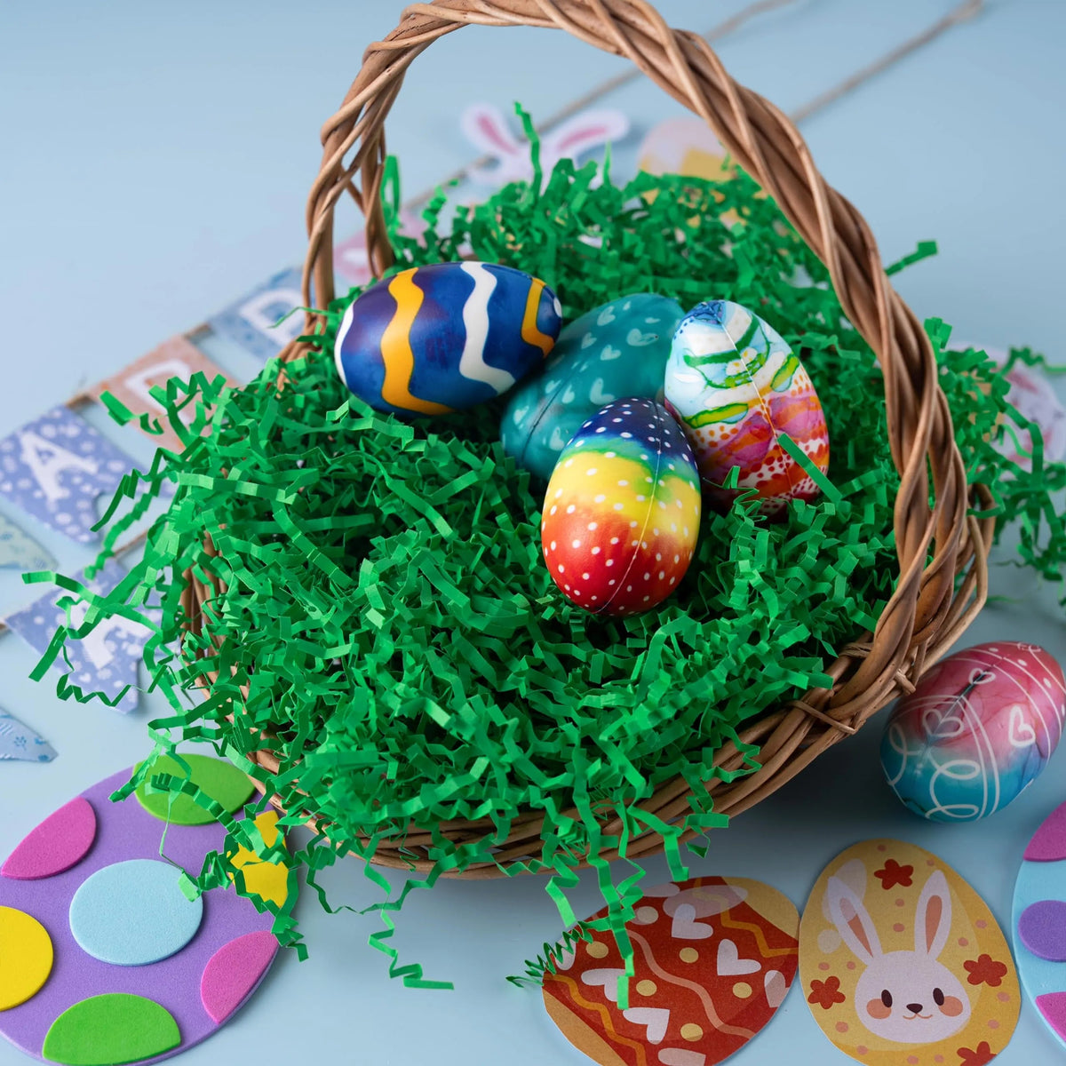 24oz (680g) Easter Dark Green Grass - Pure Dark Green Recyclable Paper Grass
