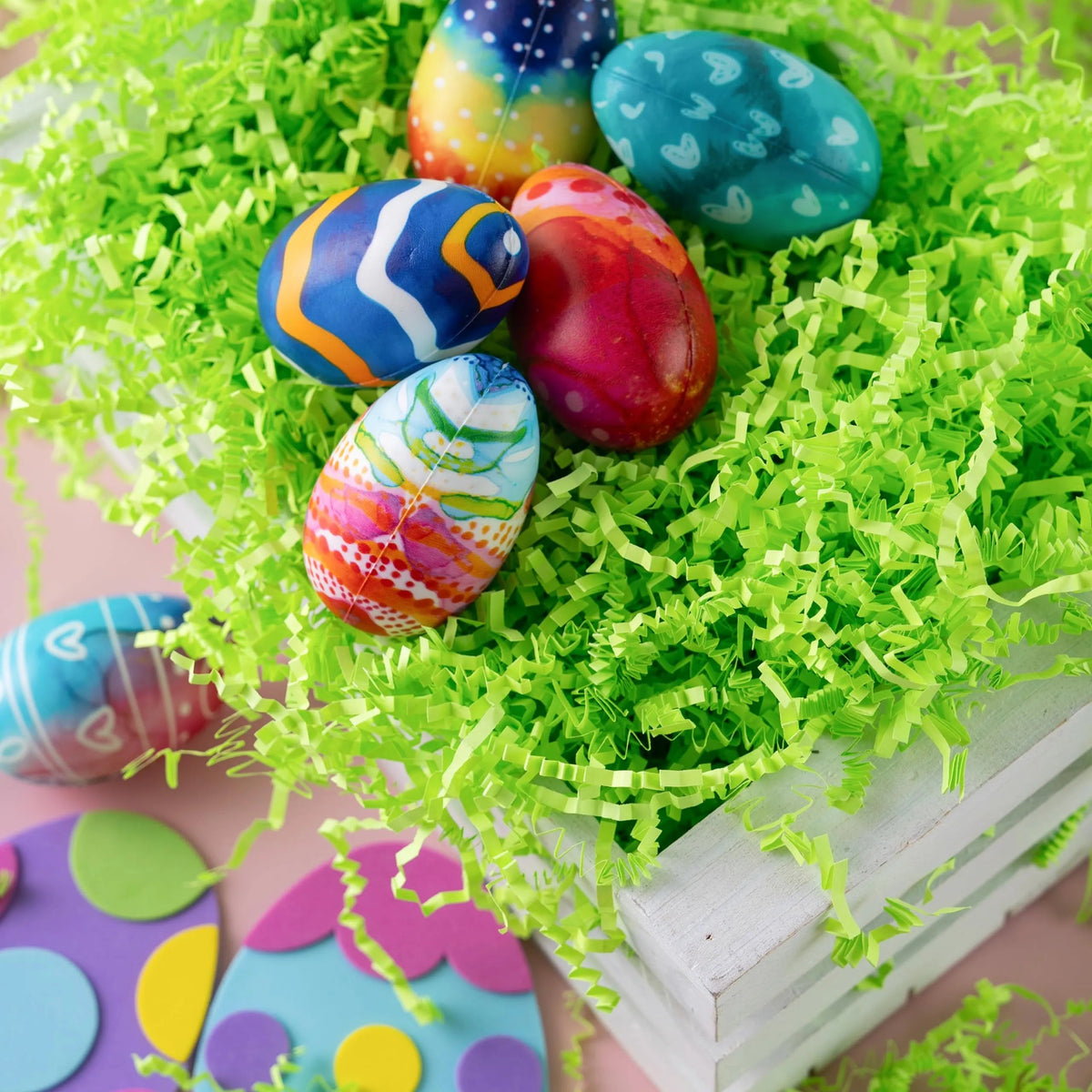 24oz (680g) Easter Pure Light Green Recyclable Paper Grass for Egg Hunt