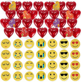 28-Piece Iconic Expression Eraser-Filled Hearts Set with Valentine's Day Cards for Kids - Classroom Exchange Gifts