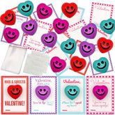 28 Heart-Shaped Squeeze Balls with Valentine's Day Cards for Kids - Classroom Exchange Gifts