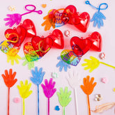 28 Pack Valentine's Day Sticky Hands with Cards, Classroom Exchange Gift for Kids